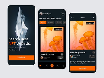 NFT Collection Mobile App 3d android app design android design animation art design branding design galury app graphic design illustration ios app design logo mobile app mobile app ui design mobile uiux motion graphics nft design trendy design ui ui design