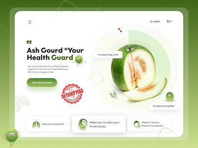 Landing Page | Ash Gourd | WINTER MELON branding clean creative gourd header healthyfood itsagreatdaytobealive landing page landingpageconcept modern organicfood ui vegetables webdesign website concept website design websiteheader concept