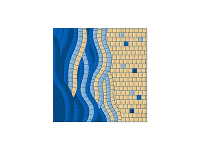 Blue mosaic waves aesthetics blue bright chill collage freedom illustration interior poster mosaic mosaic on canvas ocean pieces roman mosaic sand sea seaside summer sunny day water wave