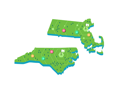 Massachusetts & North Carolina branding events icon set iconography illustration ios location locations map maping massachusetts mobile navigation north carolina roadmap store symbol ui ux usa user