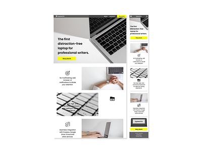 Typewritr app design layout ui web design