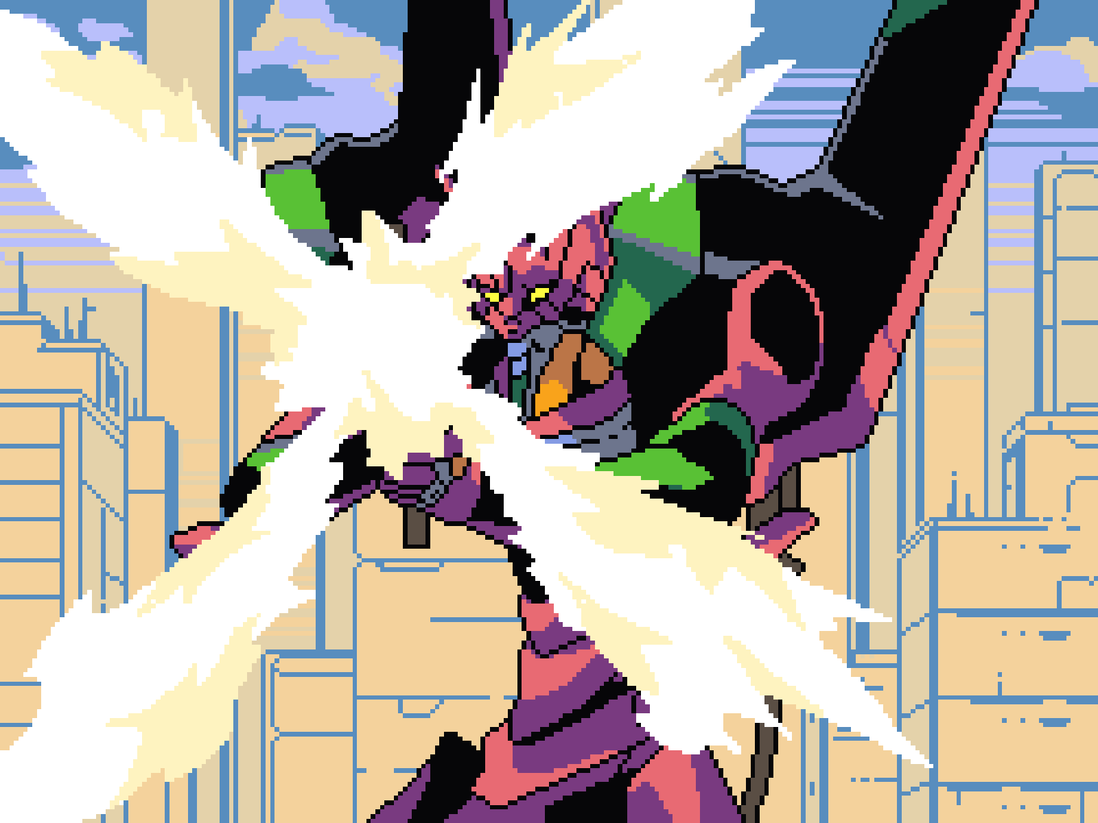 Neon Genesis Evangelion — Pixel Art Collaboration collaboration eva evangelion gif illustration neon genesis evangelion opening pixel pixel art