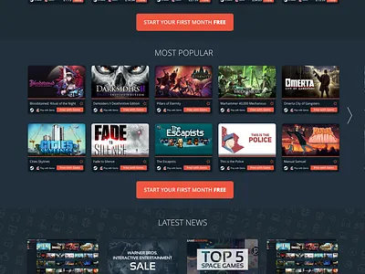 Game Sessions Gems Homepage gaming pc games steam store subscription web design