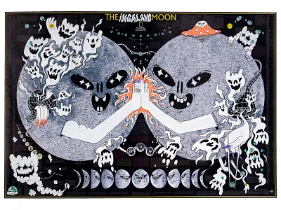 The Ingaland Moon aliens black hole conspiracy dope farout ghosts hand drawn high five illustration map markers molotow moon planet posca smile smoke space space travel ufo