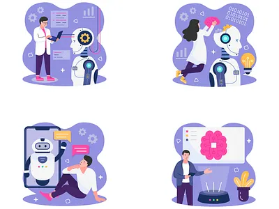 Artificial intelligence ai artificial intelligence design icon set icons icons set illustration illustrations technology vector vectors