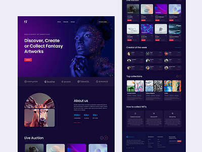 NFT Marketplace Website (Landing page) 3d animation branding clean ui graphic design illustration landing design landing page logo motion graphics new design nft nft design nft landing page nft website trending ui design ux design web app website design