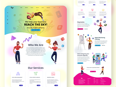 Digital Marketing Agency landing page UI/UX agency app design flat hero landing page marketing minimal ui ux website