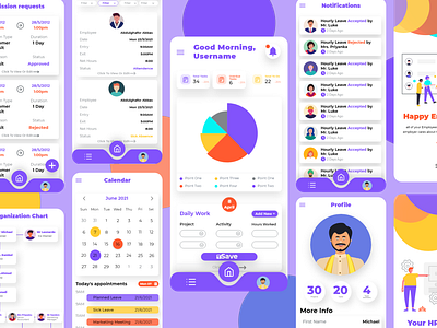 HR app UI/UX app business company design flat minimal ui ux website