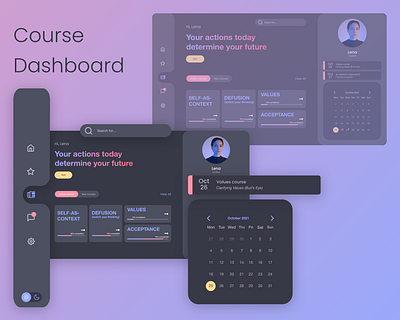Course dashboard dark mode adobe xd app app design application clean design course dashboard design intern ui user interface xd