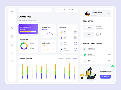 Cryptocurrency Dashboard admin panel bitcoin btc clean crm cryptocurrency dashboard cryptoui cryptowallet dashboard ethereum finance graph interface minimal portfolio statistics ui ui design user dashboard ux