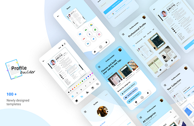 Profile Builder app Ux / UI app application biodata builder card cv mobile profectional profile resume ui ux wedding card