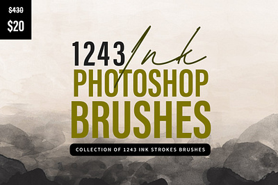 1243 Ink Stroke Brushes for Photoshop artwork brush design digital ink photoshop real realistic stroke texture watercolor