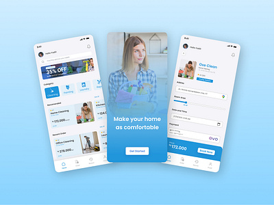 House Service Mobile App androidapp app blue cleaning cleaning service design house cleaning house service illustration mobile mobile app service ui uidesign uiux ux uxdesign