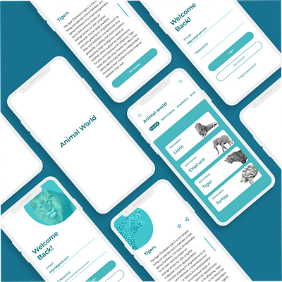 Animal World app design u ui ux