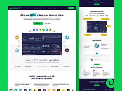 Geckoboard - Landing Page Redesign dashboards data design landing page playful saas ui design uiux web design