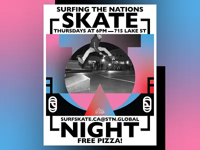 Skate Night Poster Design art direction design free pizza gradient icon illustration photography poster print skateboard skateboarding typography vector