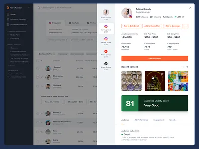 Influencer preview sidebar design platform preview sidebar ui ux improvement