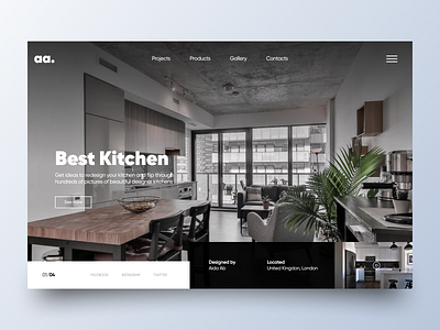Kitchen Website Concept design designs illustration inspiration kitchen kitchen website landing page minimal minimalism new posts popular design ui ui design uiux website website template