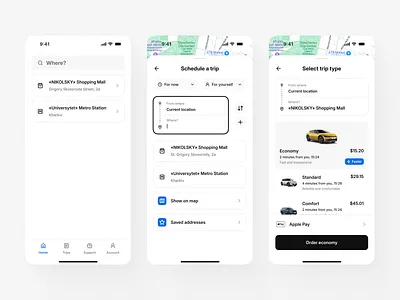 Modern taxi application UI app design ui