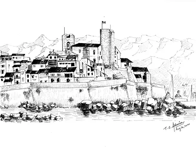 Antibes - Pen and Ink Sketch architecturesketch art bristolsmooth drawing france penandink