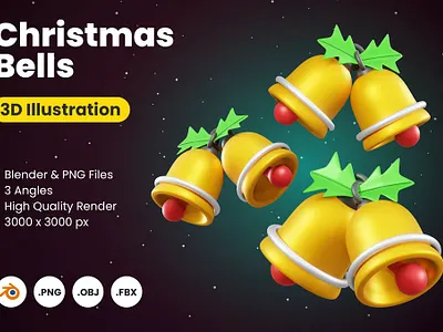 3D Christmas Bells 3d 3d icon 3d icons 3d illustration 3d illustrations app christmas christmas bells concept design icon icon design icons design illustration logo print printing web icon web icons xmas