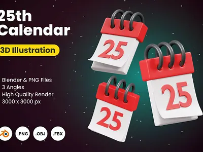 3D 25th Calendar 25th calendar 3d 3d animation 3d icon 3d icons 3d illustration 3d illustrations calendar concept design icon icon design icons icons design logo print printing ui web icon web icons