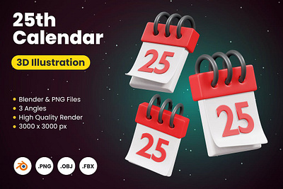 3D 25th Calendar 25th calendar 3d 3d animation 3d icon 3d icons 3d illustration 3d illustrations calendar concept design icon icon design icons icons design logo print printing ui web icon web icons