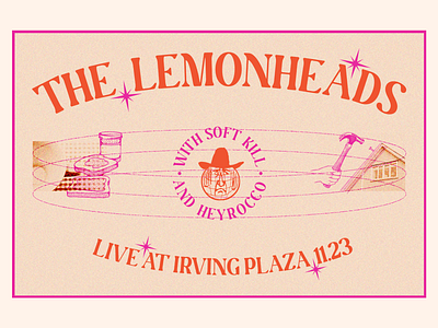 The Lemonheads art direction collage design digital design graphic design hammer illustration noise old vectors orange peanut butter and jelly pink poster design sad cowboy show poster texture the lemonheads typography