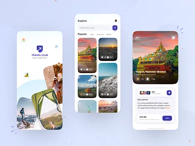 Travel Club App Design app app design app ui design design travel app travel booking app travel club traveller travelling ui uiux ux