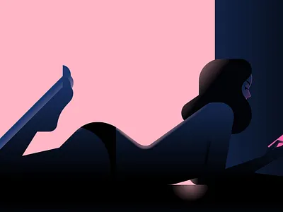 Contrejour 01 character colors flat illustration light minimal minimalist phone window woman
