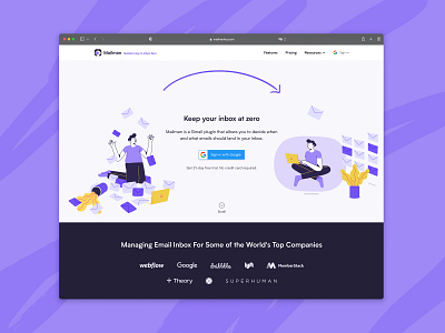 Mailman — Email Assistant's illustrations design digital products email email design gmail illustration inbox landing page mail mailbox message spam ui ui design ux web web design z1