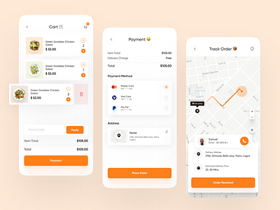 Food delivery App app cart design e commerce food food app food delivery payment uiux