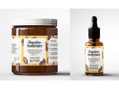 Packaging design for Saucha Bodycare (organic cosmetic). body butter brand identity branding care cocoa bean cocoa illustration cosmetics cream eco graphic design illustration jar logo organic package packaging packaging design skincare