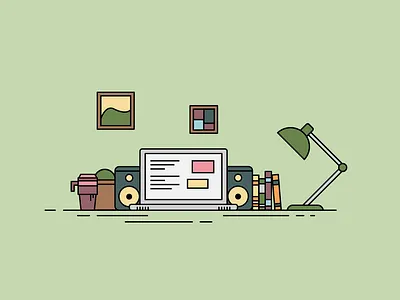 Desk Animation animation computer desk illustration lines motion graphics simple smooth vector