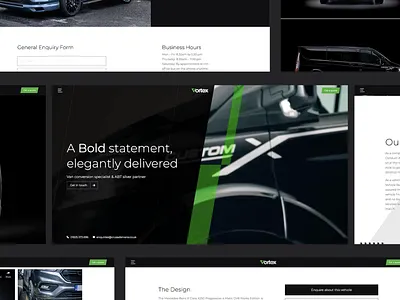 Vortex Vans brand identity branding cars design illustration logo ui ux vans vector website website design