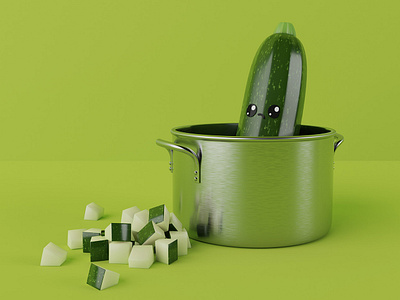 Ghoul-ash 3d 3d illustration adorable blender character character design cute illustration macabre zucchini