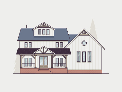 Ranch style door farm farmhouse home house icon illustration line metal minimal modern nature roof window wood