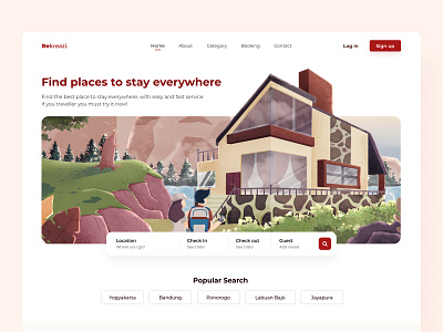 Rekreazi - Landing page accommodation clean desktop holiday hostel hotel travel traveling trip ui website