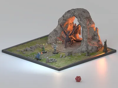 Dragon's Lair 3d 3dart 3ddesign boardgame cgart cinema4d miniature octane tabletop