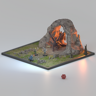 Dragon's Lair 3d 3dart 3ddesign boardgame cgart cinema4d miniature octane tabletop