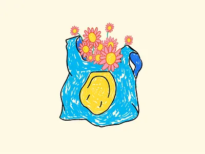 Flowers To Go bag colors design flowers illustration smile smiley spring