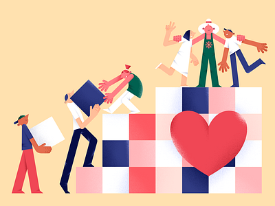 All together characterdesign color design digital flat hands happy heart help illustration kind love people singapore vector