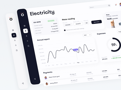 Public Services application. Dashboard 2d 3d anna fesenko clean contrast dark dashboard design design app electricity energy gotoinc illustration minimalism payments public services ui utilities ux white