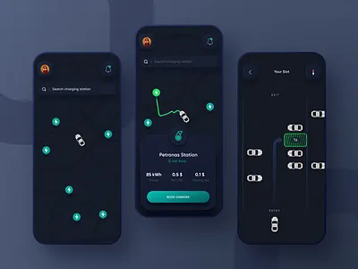 EV Charging Station App app ui appuidesign uiux carapp charging app charging station ev app map online parkingapp