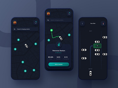 EV Charging Station App app ui appuidesign uiux carapp charging app charging station ev app map online parkingapp