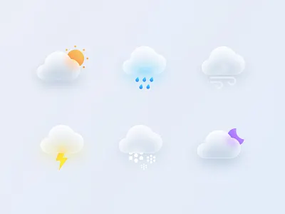 Weather Icons branding design glass graphic design icon illustration minimal ui vector