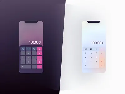 You Can Calc On Me app buttons calculator contrast dailyui dark glass light minimal mobile ui variation