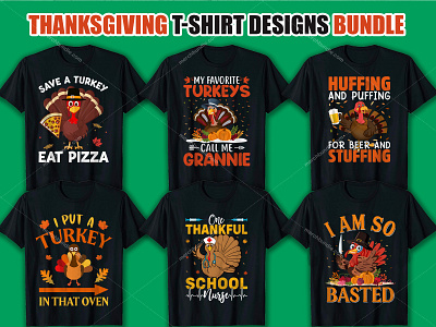 Thanksgiving T Shirt Design Bundle. apparel branding clothing design etsy fashion graphic design kaos logo merch by amazon merchbyamazon moda pod shirt teespring tshirt typography ui