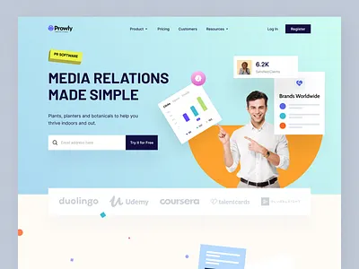 Prowly - Saas landing Page agency business ecommerce homepage innovation landing landing page marketing mockup portfolio saas saas landing saas product software landing softwareasaservice technology web design web landing page webapp website design