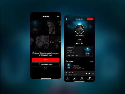 Imperia - Music Mobile Application clean design illustration music ui ui design ux ux design uxui